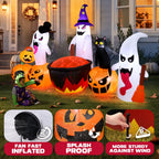 Ayieyill 8.5FT Halloween Inflatables Pumpkin Ghost Family with Built-in LED Lights, Halloween Blow up Yard Decorations