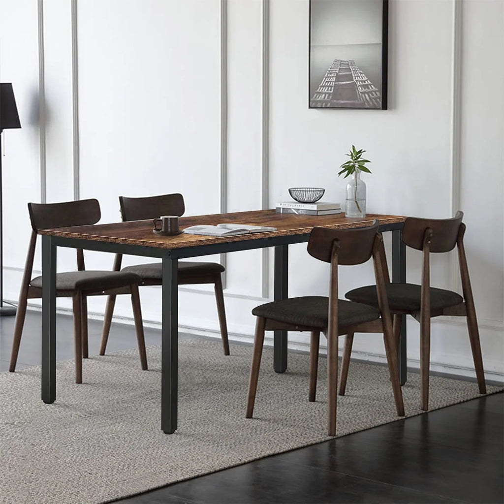 VEIKOUS 47in Industrial Dining Table Desk With Adjustable Footpad And Metal Frame