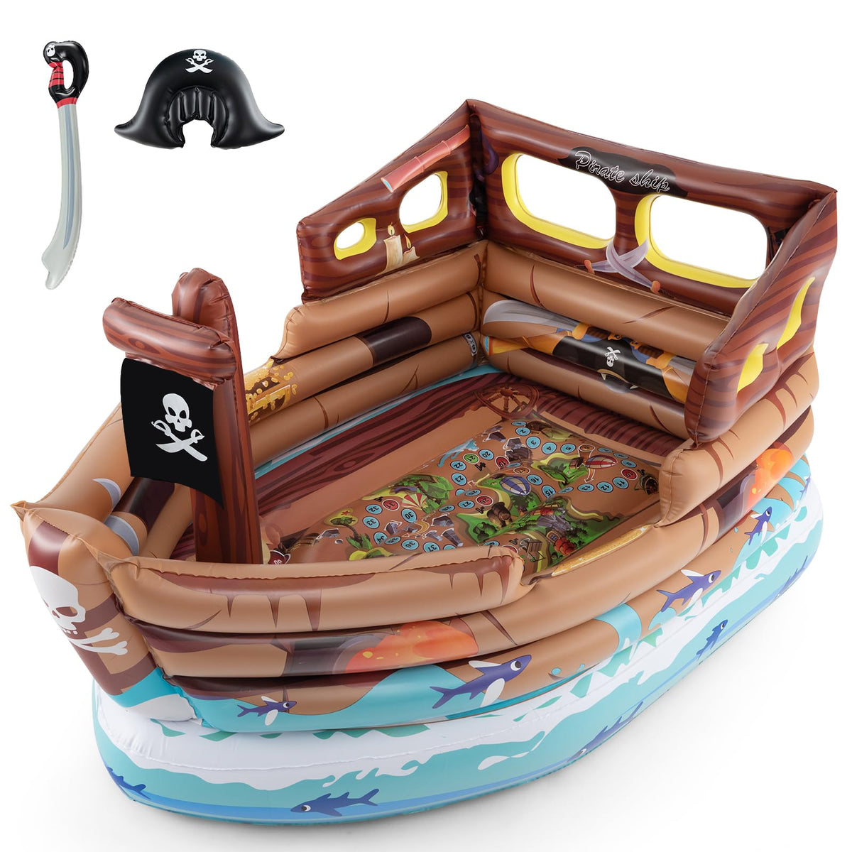 Inflatable Pirate Ship Playscape With Built-In Motor