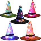 OAVQHLG3B Halloween Decorations Witch Hat Lights, Halloween LED Hanging Lighted Glowing Witch Hats Battery Operated String Lights for Outdoor Indoor Yard Tree Garden Party Décor