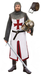 VZQI Men's Medieval Crusader Costume Set, Knights Templar Tunic with Belt for Halloween Renaissance Cosplay