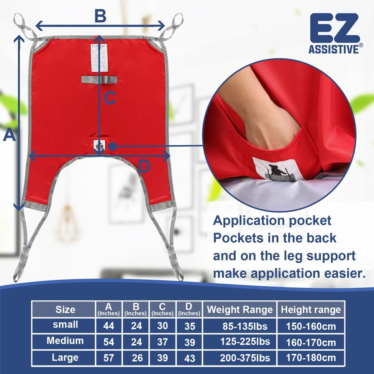EZ Assistive Patient Lift Sling, Divided Leg, 500lb Weight Capacity