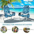 2-Pack 5-Position Outdoor Folding Backpack Beach Chairs With Side Table Set
