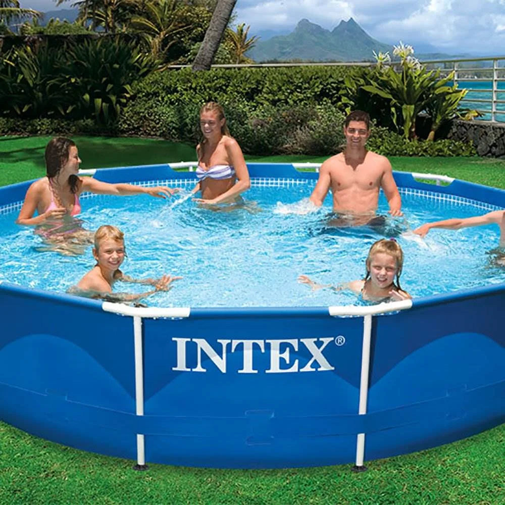 Intex Metal Frame Above Ground Swimming Pool With Filter And Cover, 12 Ft x 30 Inches - 28211EH