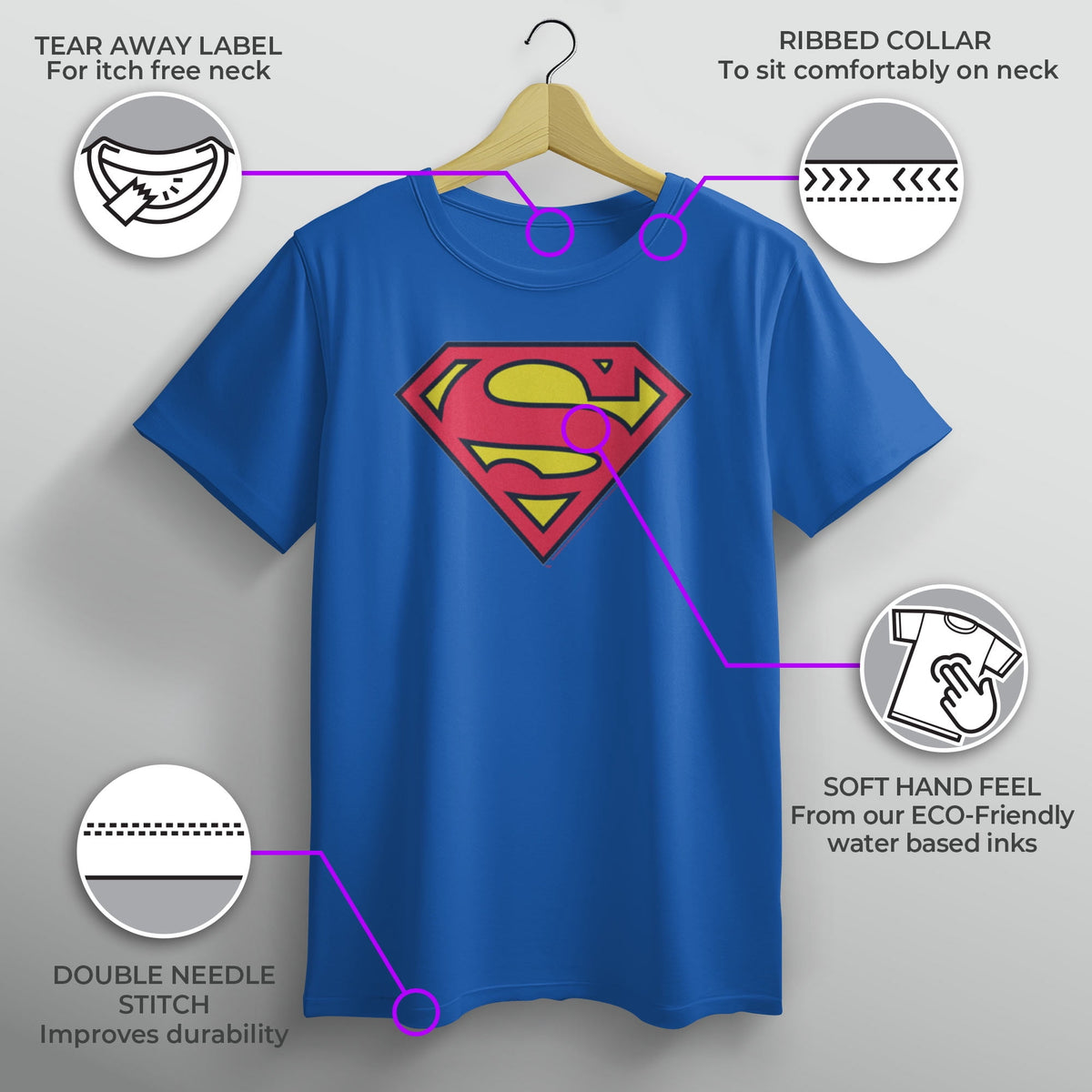 Boy's Superman Classic Logo Graphic Tee Royal Blue Medium