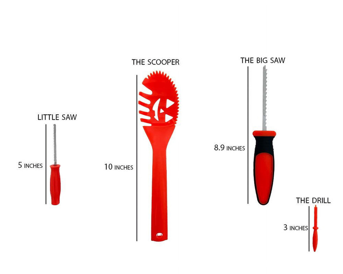 Halloween Pumpkin Carving Kit - 4 Carving Tools and 8 Paper Stencils Patterns for Kids and Adults