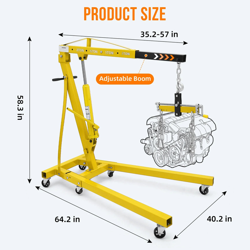JoanKaren Hydraulic Engine Hoist 4400 lbs, Folding, Yellow - PAU_0LMM