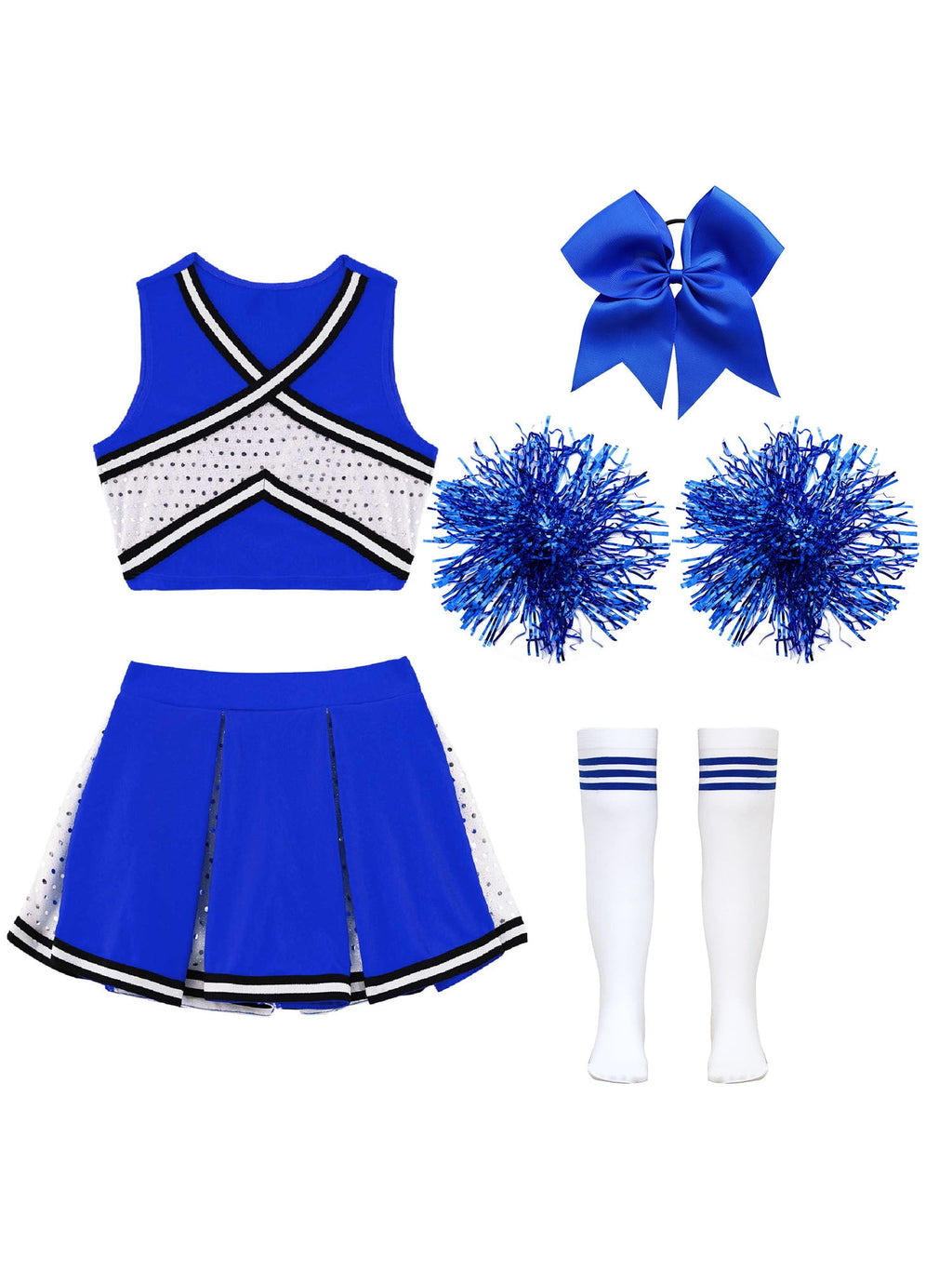 renvena irls Cheer Dance Costume Halloween Sleeveless Crop Top Pleated Skirt Cheerleading Uniform Dress A Red 8