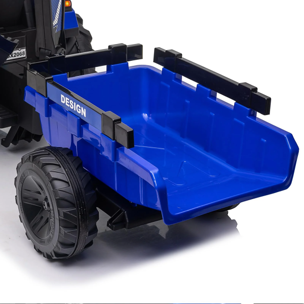 3-in-1 Ride-On Tractor 24V Electric Excavator & Bulldozer With Remote Control, LED, Music, USB/Bluetooth - Bright-Blue