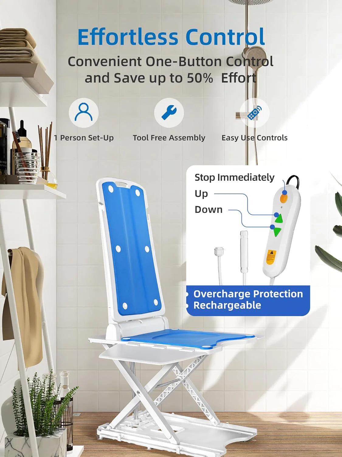 PPOLB Electric Chair Lift For Elderly, 308 lbs Support, Waterproof, Foldable