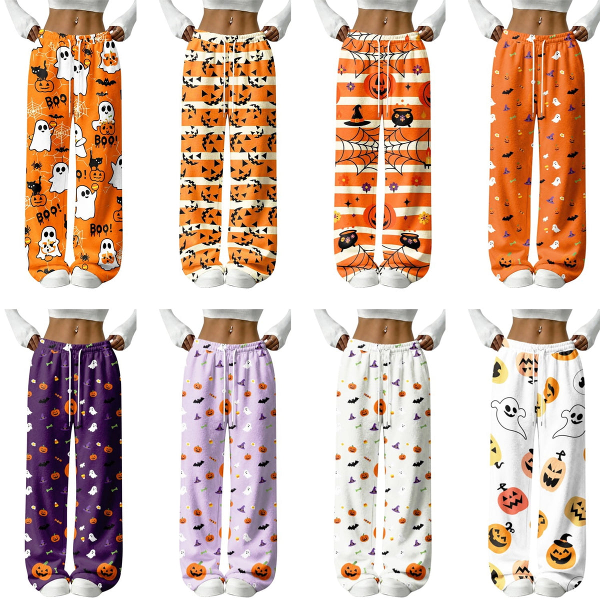 Women's Halloween Flannel Pajama Pants Comfy Drawstring Halloween Pajamas Cozy Warm Halloween Lounge Pants Bottoms S-2XL