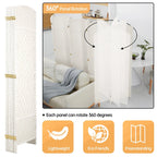 Freestanding Folding Woven Fiber Room Divider Privacy Screen - 6 Ft Tall