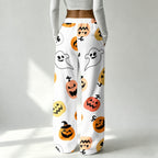 Women's Halloween Flannel Pajama Pants Comfy Drawstring Halloween Pajamas Cozy Warm Halloween Lounge Pants Bottoms S-2XL