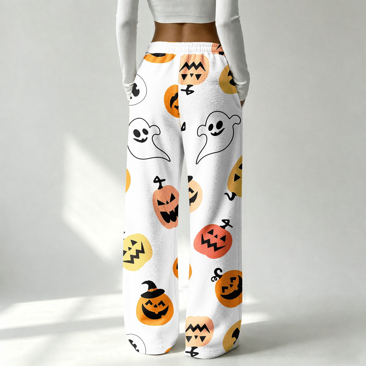 Women's Halloween Flannel Pajama Pants Comfy Drawstring Halloween Pajamas Cozy Warm Halloween Lounge Pants Bottoms S-2XL