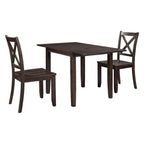 3-Piece Wood Drop Leaf Dining Table Set With 2 X-Back Chairs - 47.3x29.5x29.5inch