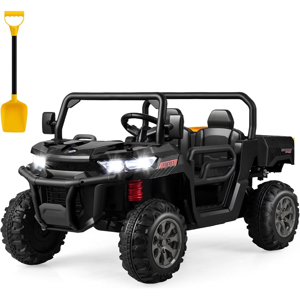 HONEY JOY 12V 2-Seater Kids Ride-On Off-Road Dump Truck - Black