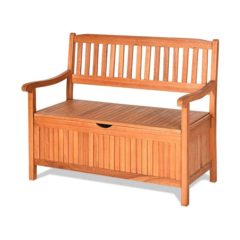 42 in Eucalyptus Patio Storage Bench, 33 Gallon Capacity