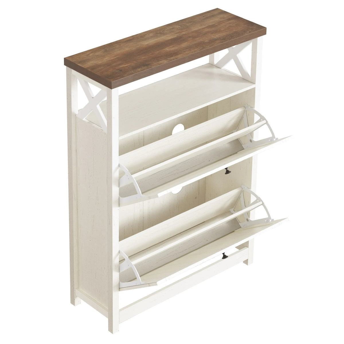 Shoe Storage Cabinet Organizer With 2 Compartments, 9.8 x 31.5 x 43.5 Inches