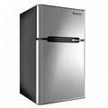 Costway Compact Refrigerator With Internal Freezer, Grey, 3.2 Cu. Ft.