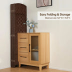 Freestanding Folding Woven Fiber Room Divider Privacy Screen - 6 Ft Tall