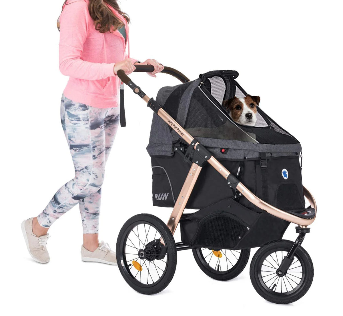 HPZ-PR America Pet Rover Run Jogging Pet Stroller, 50 lbs, Camo Green - B08R9KCWW1