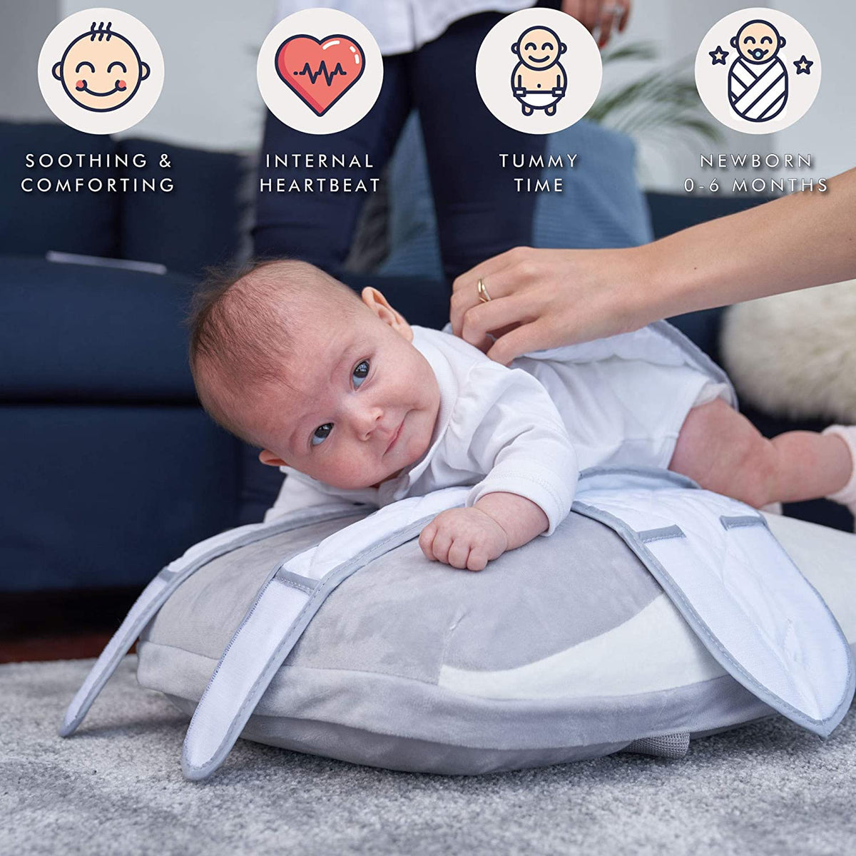 Newborn Comfort Cushion With Gentle Vibration And Heartbeat Sound For Tummy Time
