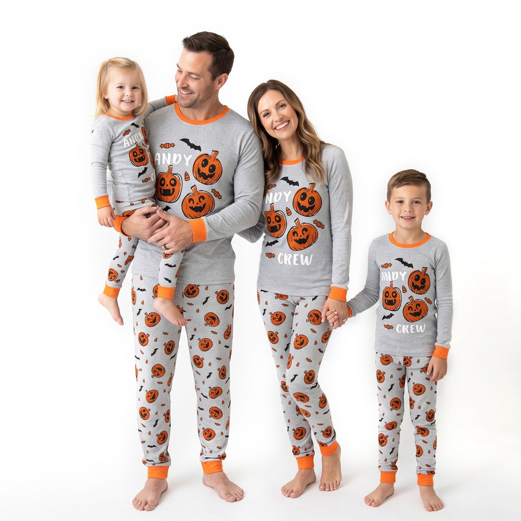 NIPAXO Family Matching Halloween Pajamas Set - Spooky Cute Skeleton & Pumpkin Graphic Long Sleeve Sleepwear for Adults, Kids & Toddlers
