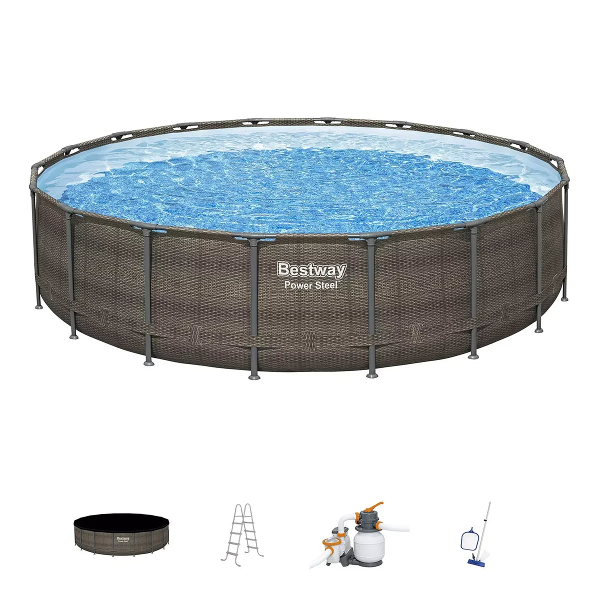 Bestway Round Above-Ground Pool Set, 18-ft x 48-in - Power Steel