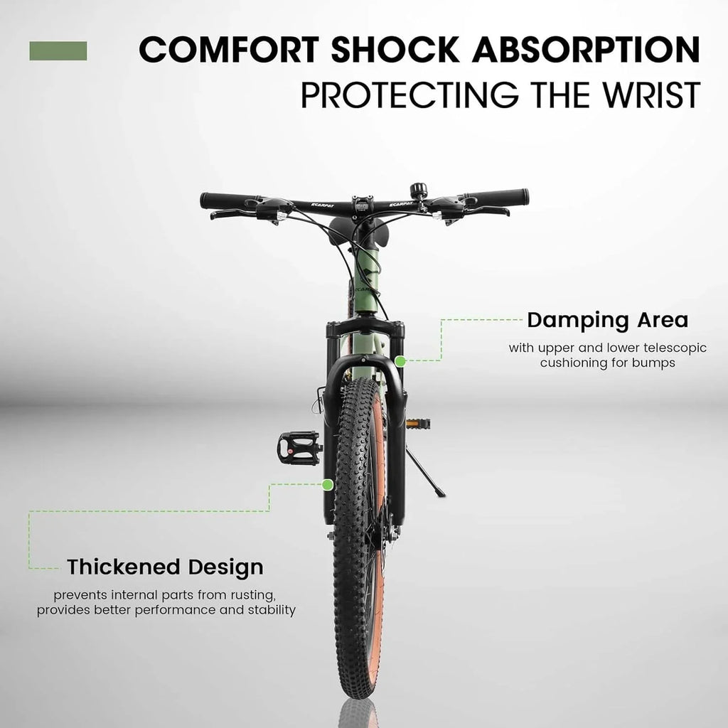 UPYOOE Mountain Bike With Carbon Steel Frame, 24/26 Inch Wheels And 21-Speed Shifting