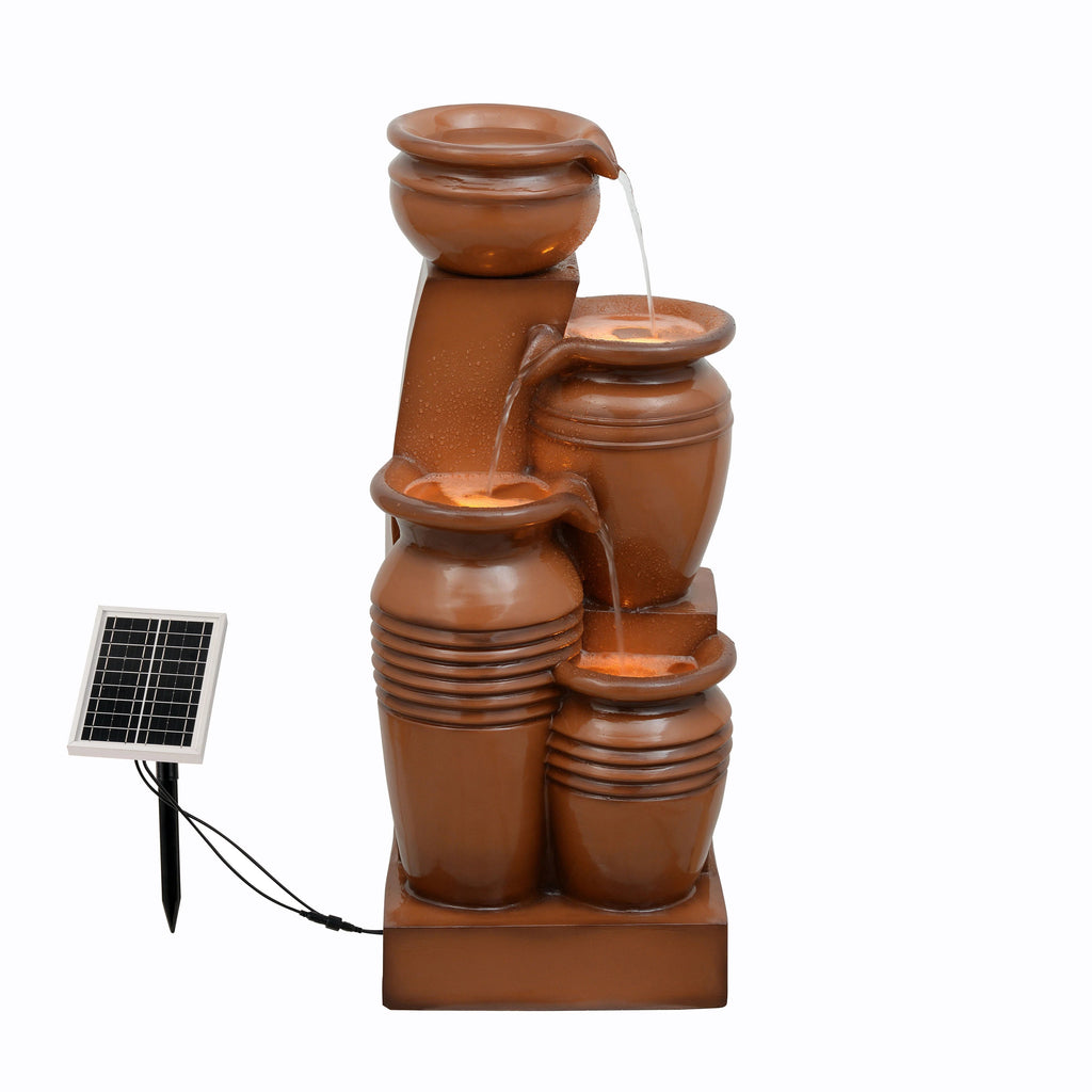 Teamson Home 28.74 in Solar 4-Tier Cascading Bowl Water Fountain With LED Lights - Navy