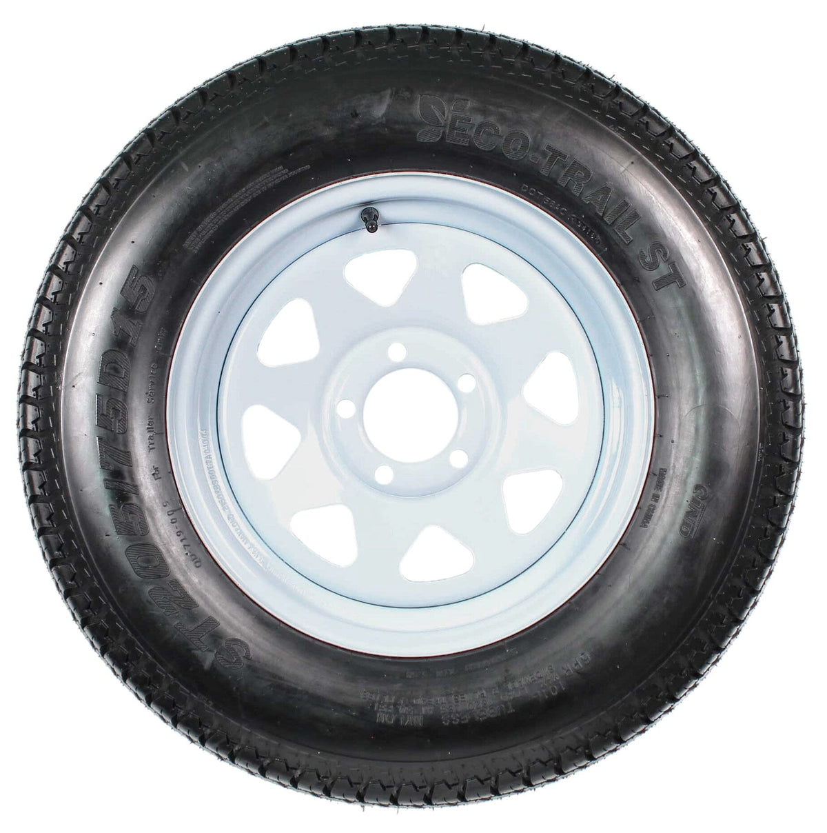 Trailer Tires On Rims ST205/75D15 Load Range C 5 Hole White Spoke - 2-Pack