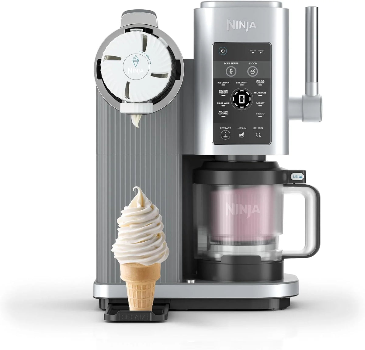 NINJA CREAMi Scoop And Swirl Ice Cream Maker, 2 480 ml Pots, 13 Modes, Stone/Gold - NC701EUSTGD