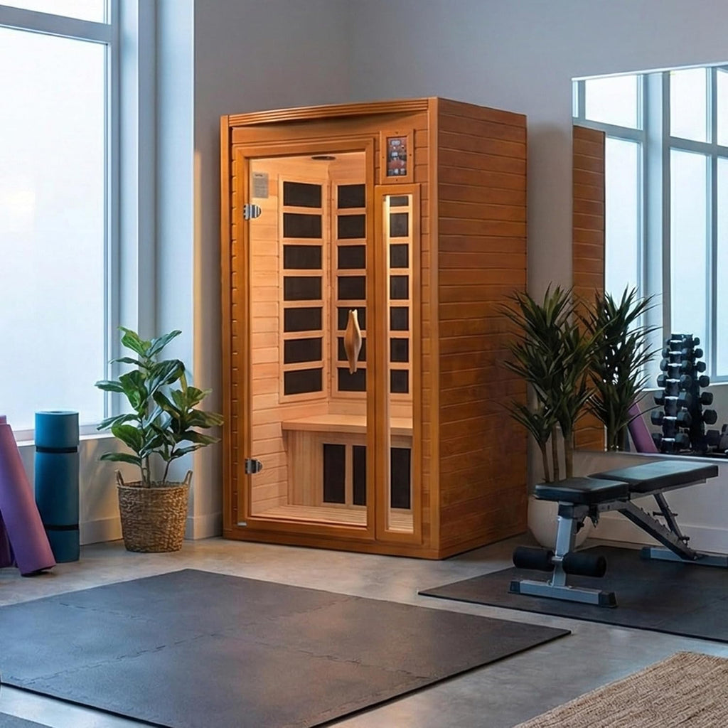 DYNAMIC SAUNAS 1- to 2-Person Low EMF Far Infrared Dry Heat Sauna With Red Light Therapy - Barcelona