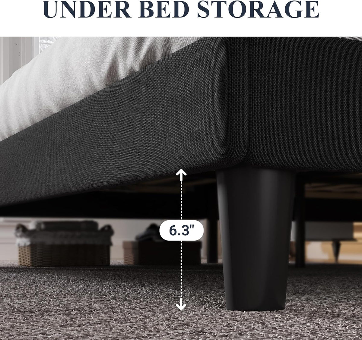 Allewie King Size Upholstered Bed Frame With Button Tufted Wingback Headboard, Black