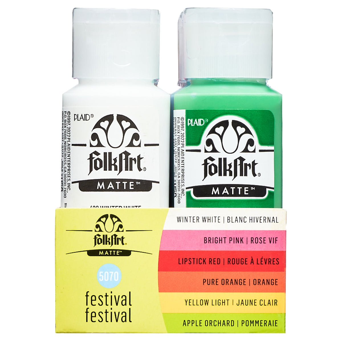 FolkArt 5070E Acrylic Craft Paint Set, Matte Finish, Festival, Set of 12, 24 fl oz