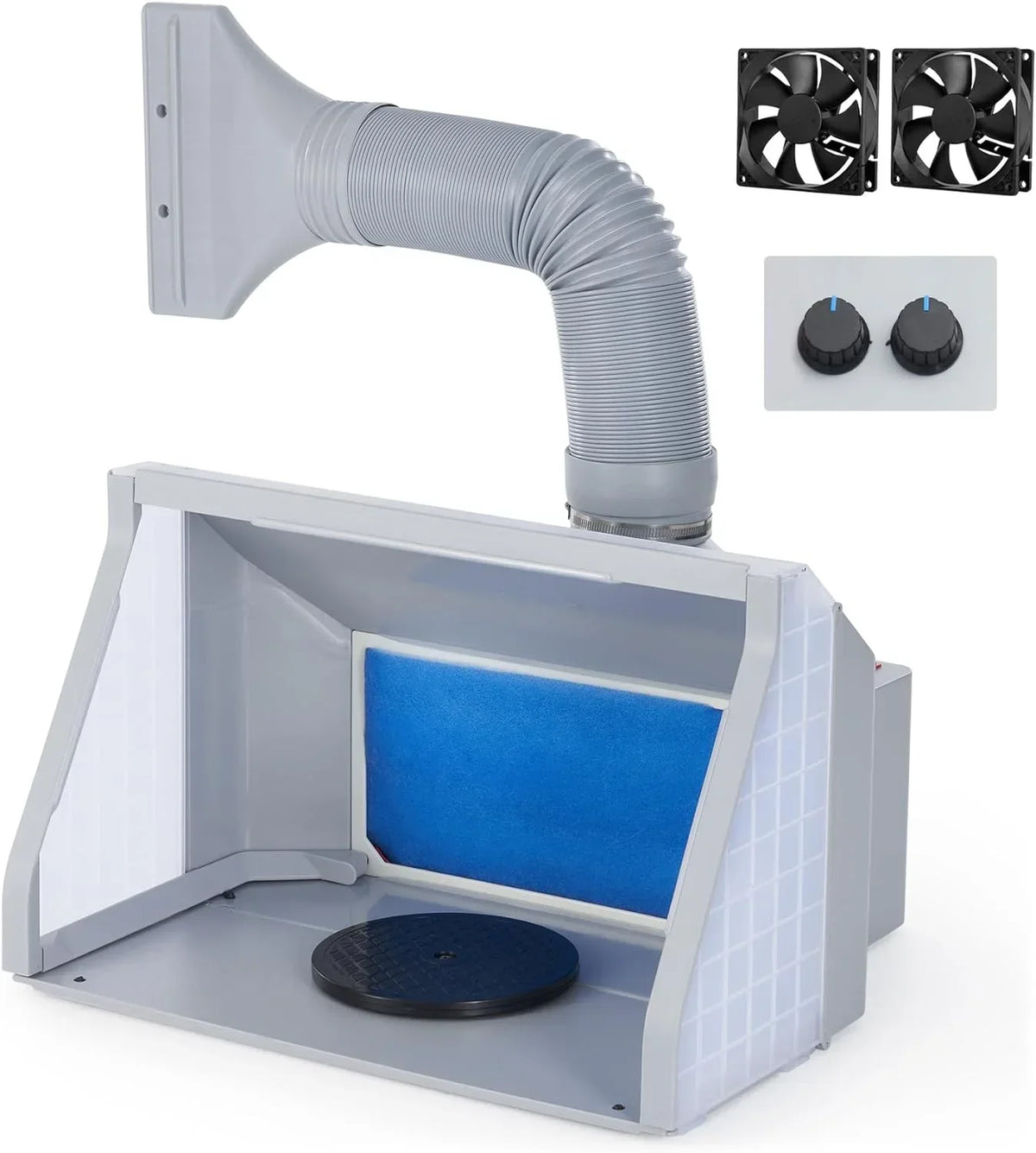 Portable Airbrush Spray Booth With Dual Fans, 3 LED Lights And Exhaust Hose