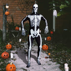 Joyfy Skeleton Costume for Adults, Skeleton Bone Bodysuit Halloween Costumes for Men with Skeleton Hood Mask, Halloween Party Fancy Dress-up