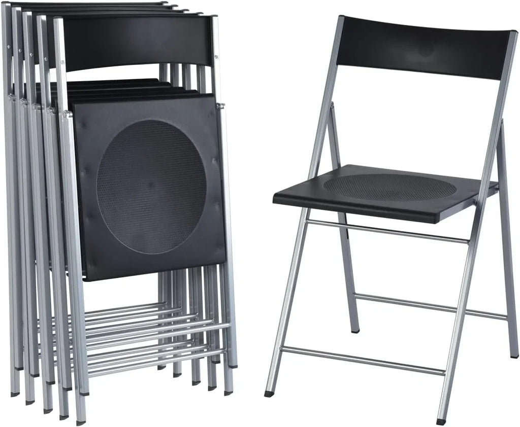 Homylin Commercial Folding Chairs, Pack Of 6, Black, 16.5in D x 18.7in W x 30.5in H