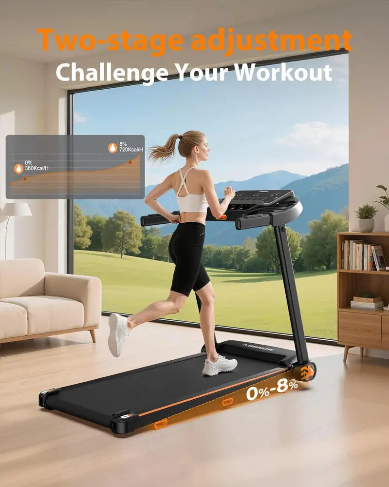 Foldable Home Treadmill With Adjustable Incline And Dual LED Display