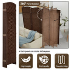 Freestanding Folding Woven Fiber Room Divider Privacy Screen - 6 Ft Tall