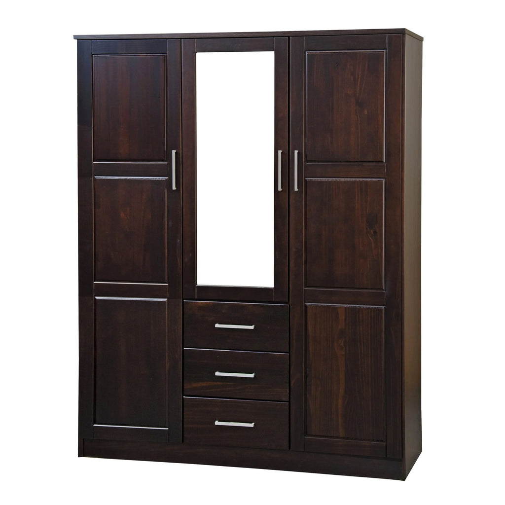 Palace Imports Solid Wood 3-Door Wardrobe Armoire, 56 inch - Cosmo