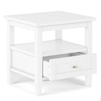 Solid Wood Rectangle End Table With Drawer And Shelf, 18.1in D x 20in W x 19.5in H - Norfolk