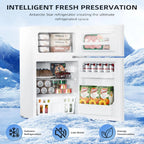 Antarctic Star Double Door Mini Refrigerator With Freezer, 3.2 Cu.Ft