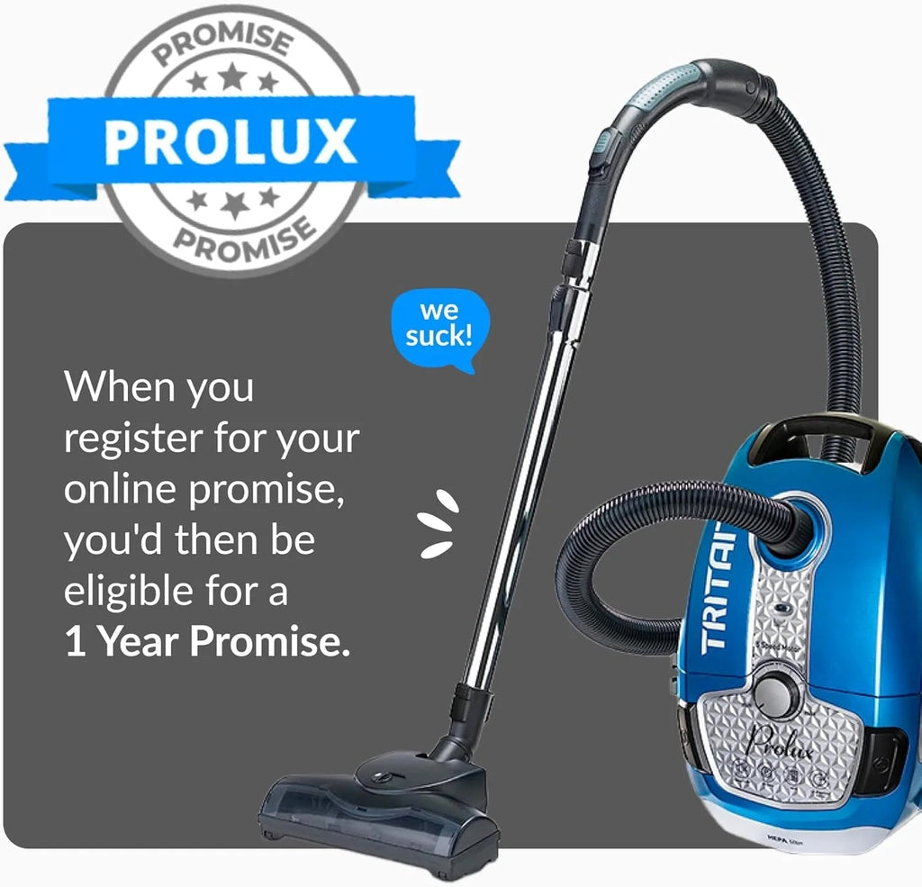 Prolux Canister Vacuum With Sealed HEPA Filtration And 12 Amp Motor - Tritan