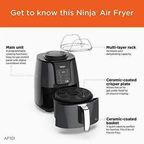 Ninja Air Fryer 4 Qt Black/Gray - AF101