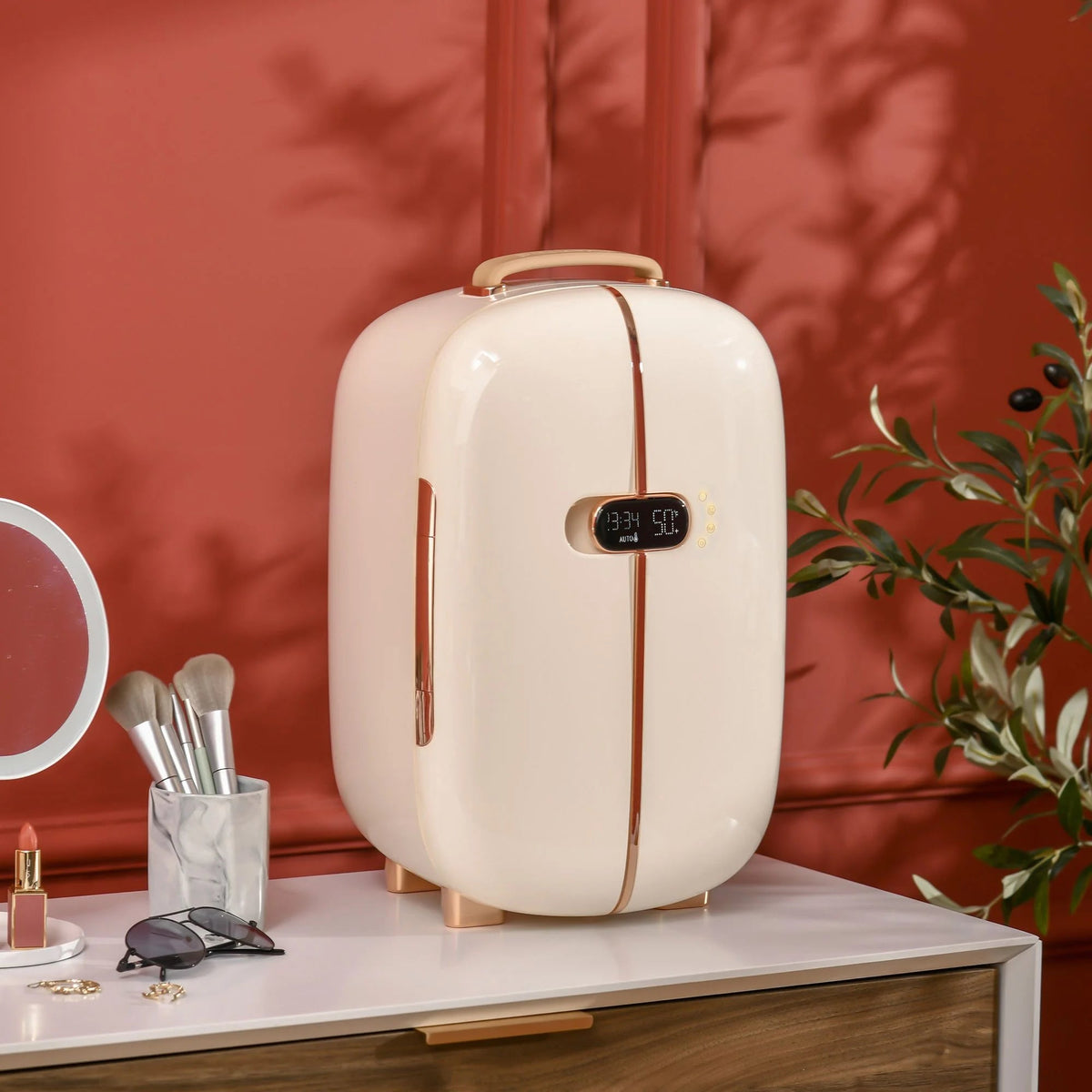 HOMCOM Portable Beauty Fridge, 0.4 Cu. Ft, 12 L, 10.75 in L x 10.75 in W x 17.5 in H - 800-136WT