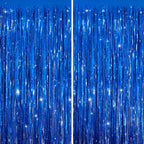 Sm:)e 2-Pack Light Bright Silver Foil Fringe Curtains for Events - Birthday, Wedding, Graduation, Christmas, Baby Shower, various festivals Decor Photo Booth Fun!