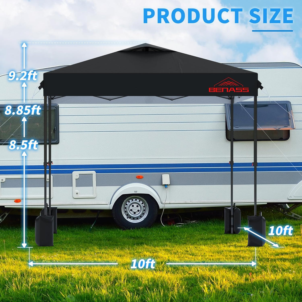 10x10 Pop-Up Canopy Tent With 3 Removable Sidewalls