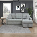 L-Shaped Sleeper Sectional Sofa With Right-Side Storage Chaise And Pull-Out Bed - Gray Fabric