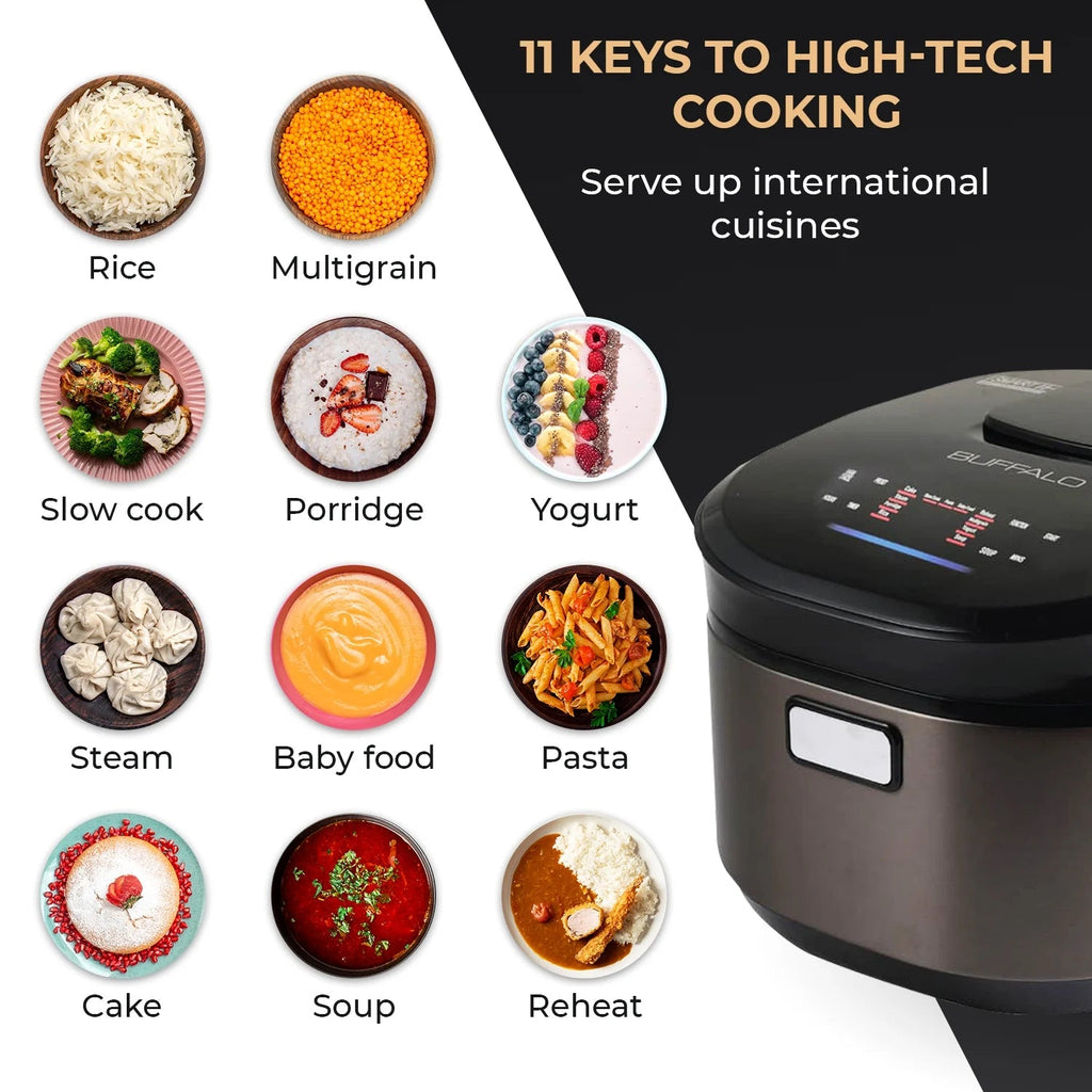 Buffalo White IH Smart Rice Cooker And Warmer, 1 L, 5 Cups